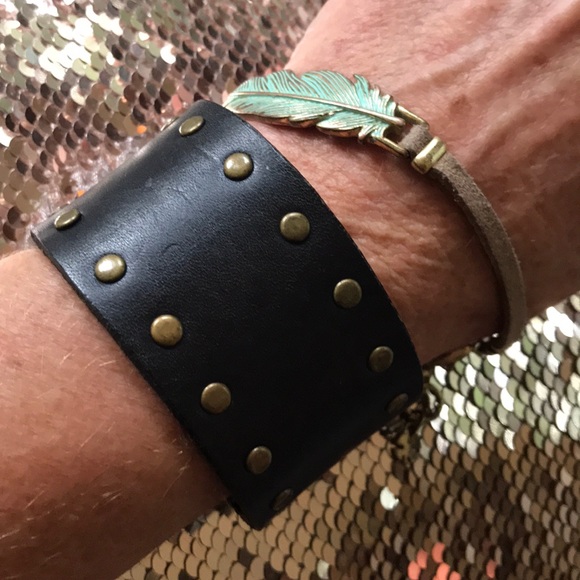 Jewelry - Beautiful Leather Cuff Bracelet Brass Detail NWOT